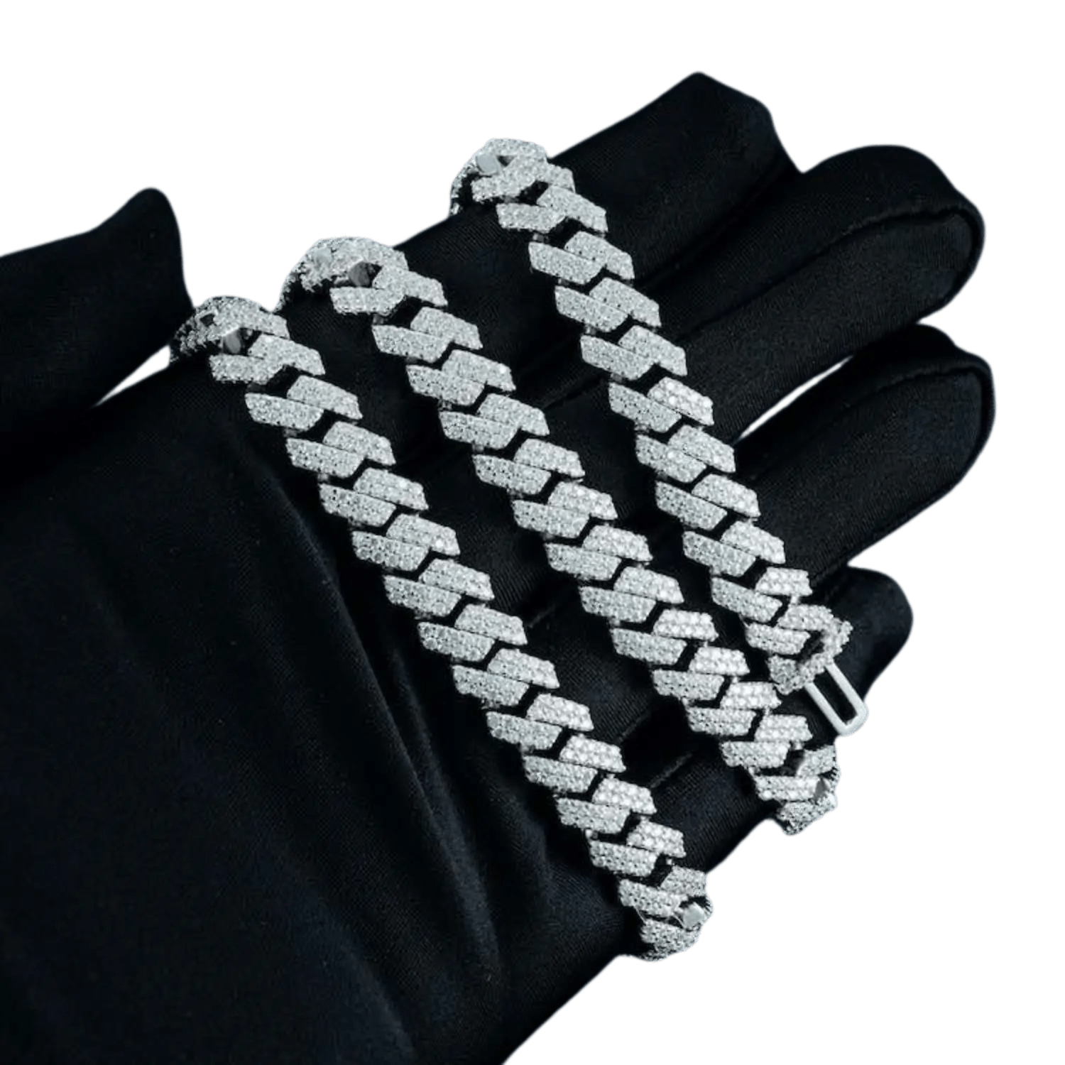 10MM Diamond 2 Row Cuban Link Chain | White Gold - Superior Stirling