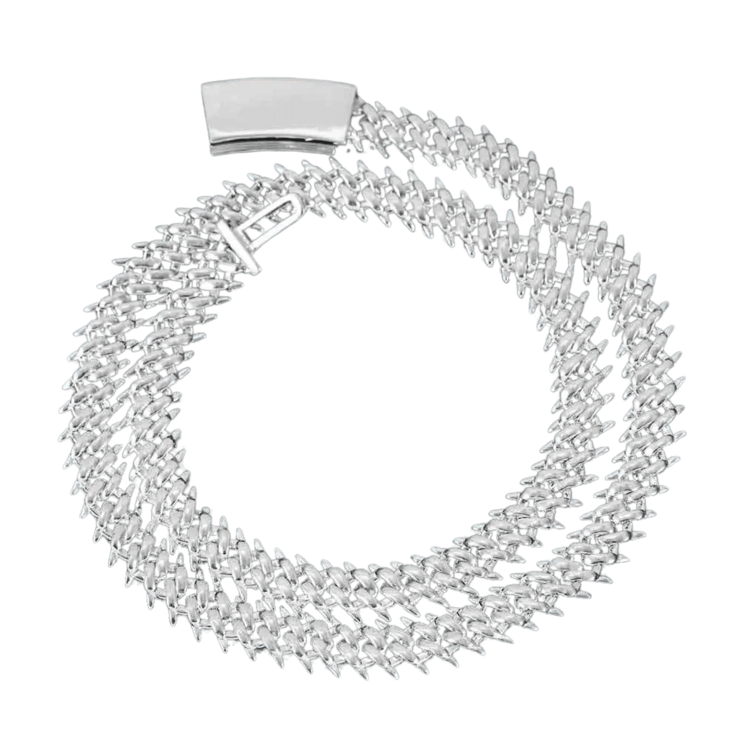 10MM Diamond Spiked Cuban Chain | White Gold - Superior Stirling
