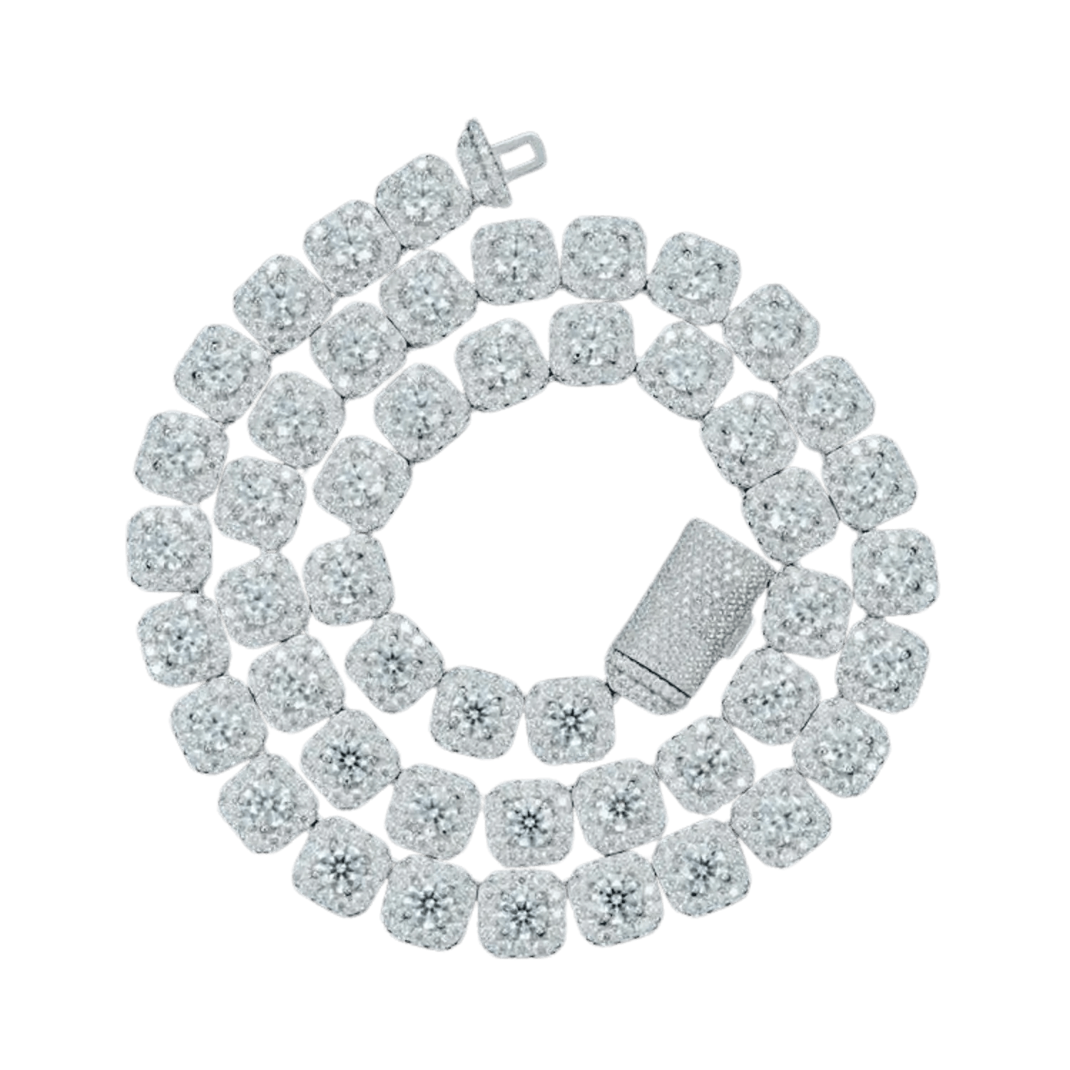 10MM Diamond Square Halo Set Chain | White Gold - Superior Stirling