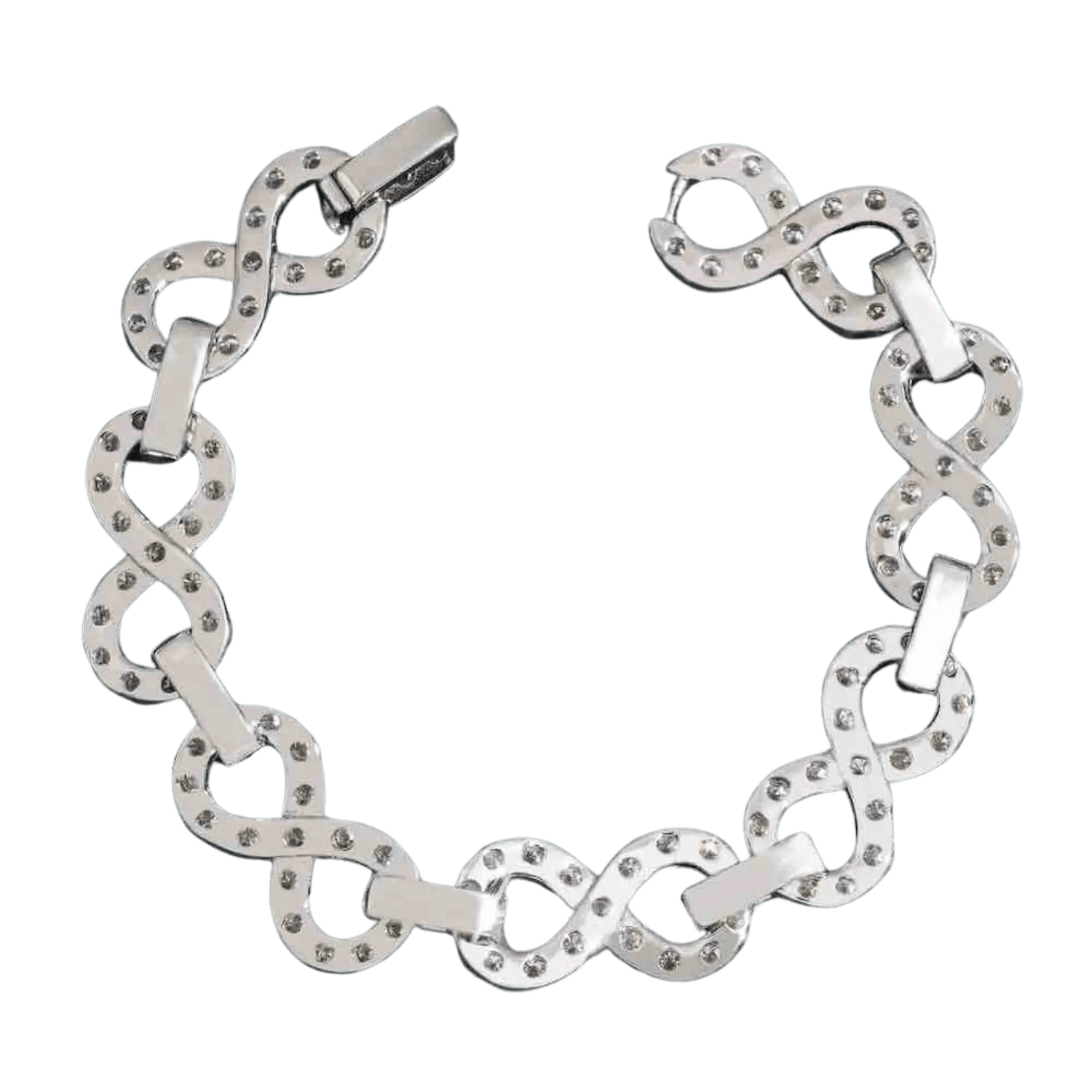 13MM Diamond Infinity Link Bracelet | White Gold - Superior Stirling