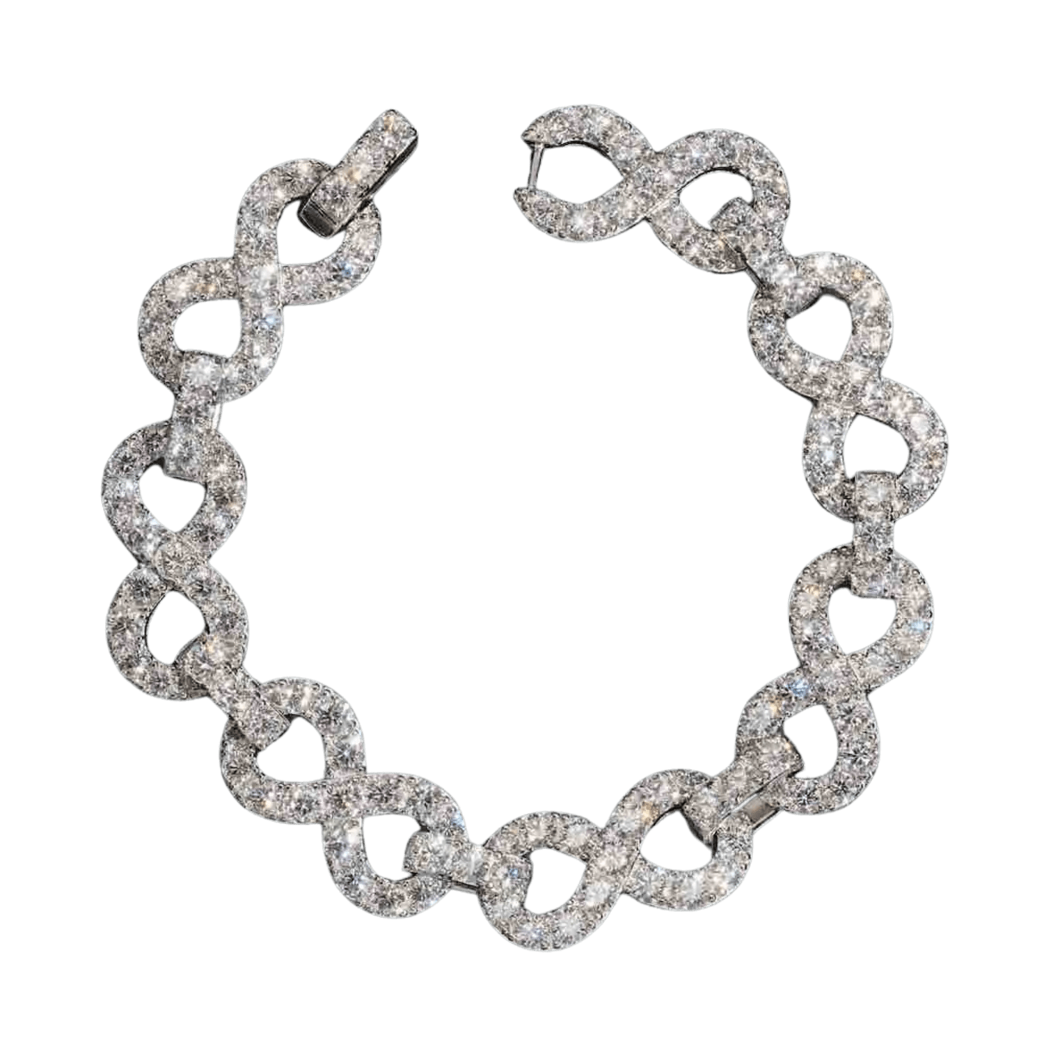 13MM Diamond Infinity Link Bracelet | White Gold - Superior Stirling
