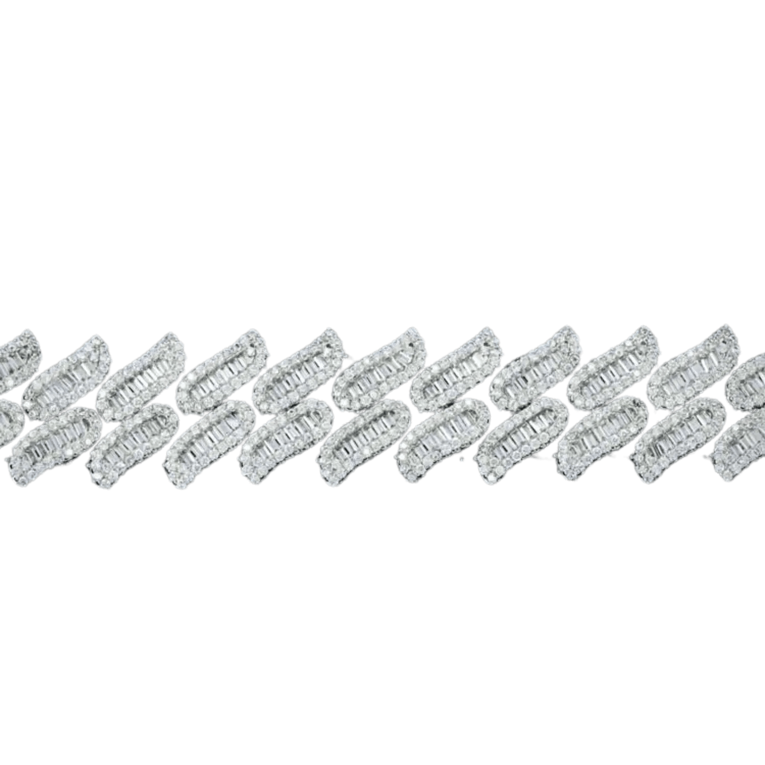 15MM Diamond Baguette Spiked Link Bracelet | White Gold - Superior Stirling