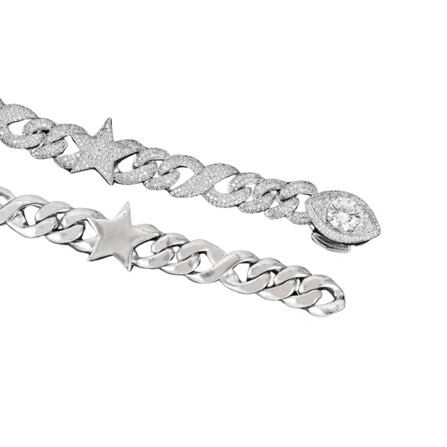 15MM Diamond Infinity Link Star Chain | White Gold - Superior Stirling