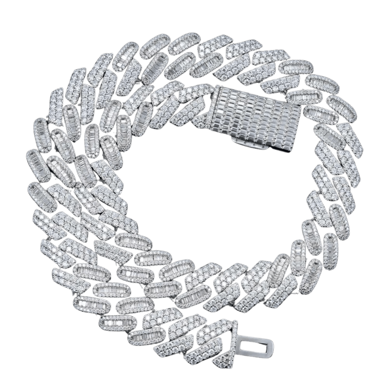 18MM Diamond Mixed Cut Cuban Link Chain | White Gold - Superior Stirling