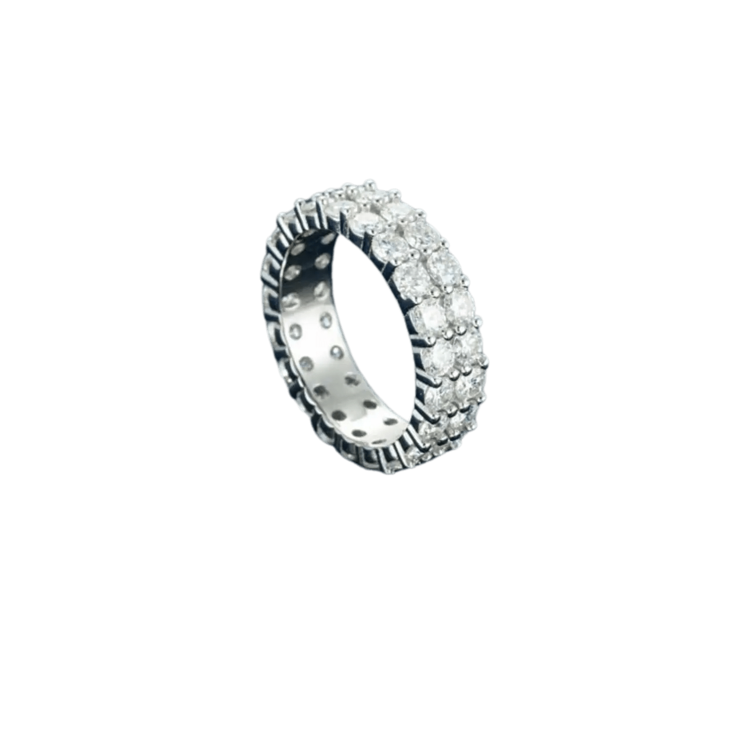 2 Row Diamond Ring | White Gold - Superior Stirling