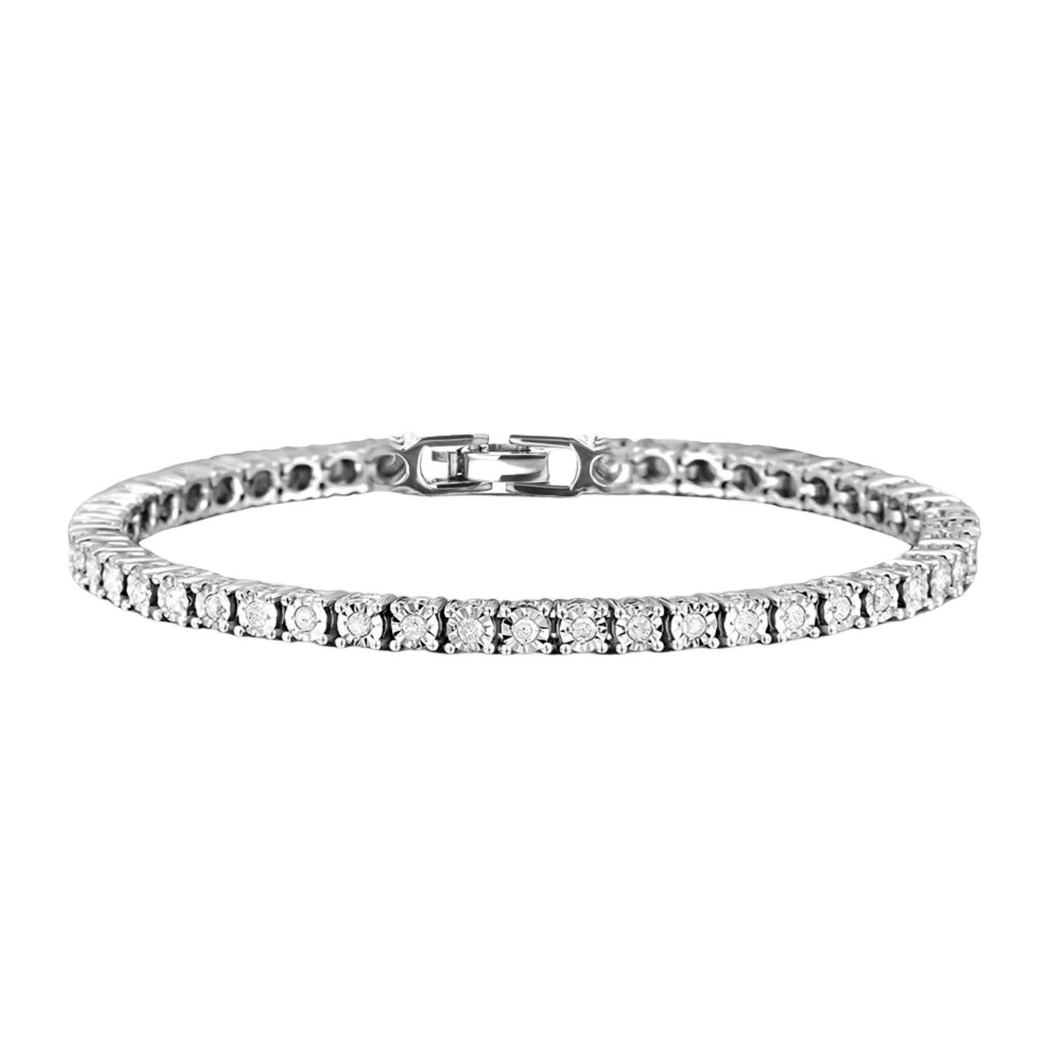 4MM Diamond Tennis Bracelet | White Gold - Superior Stirling