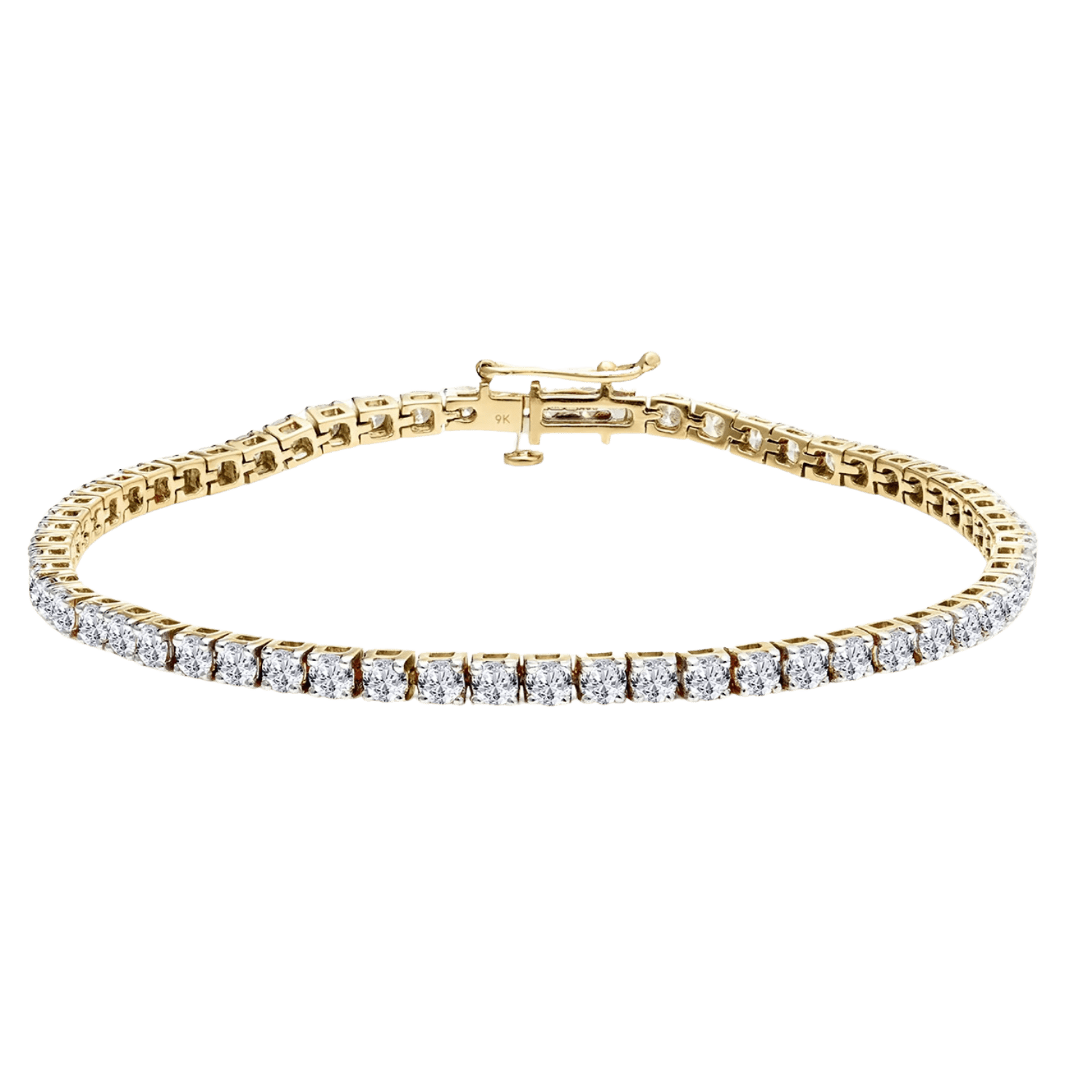 5MM Diamond Tennis Bracelet Yellow Gold - Superior Stirling