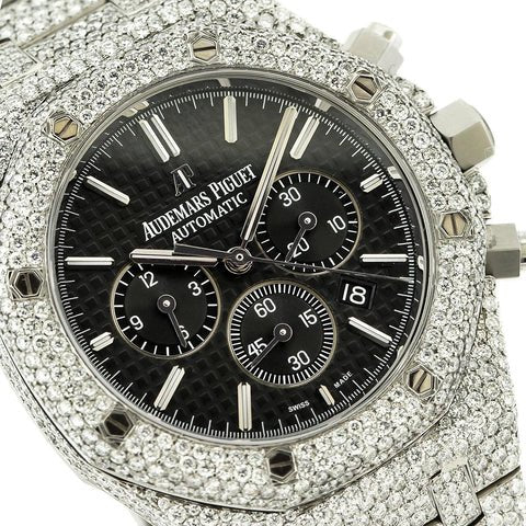 Audemars Piguet Royal Oak 26320ST Black Dial Diamond Pave Set - Superior Stirling