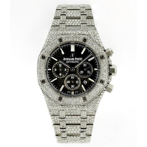 Audemars Piguet Royal Oak 26320ST Black Dial Diamond Pave Set - Superior Stirling