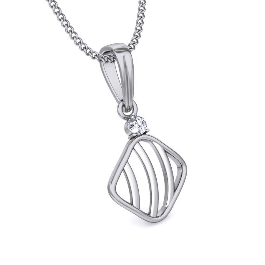 Carta - Diamond Pendant - White Gold - Superior Stirling