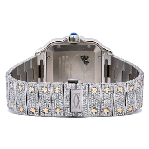 Cartier Santos WSSA0030 40MM with Blue Dial Diamond Pave Set - Superior Stirling