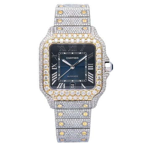 Cartier Santos WSSA0030 40MM with Blue Dial Diamond Pave Set - Superior Stirling