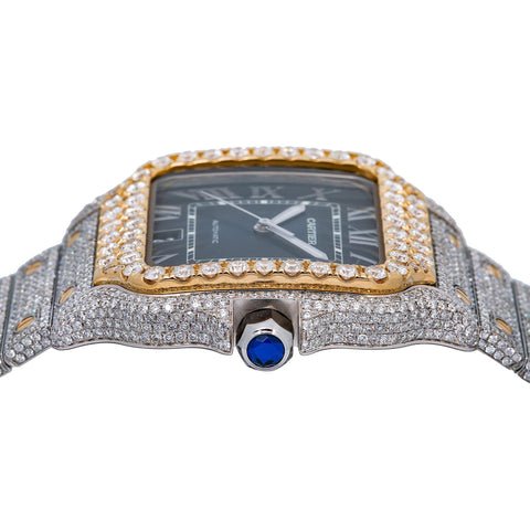 Cartier Santos WSSA0030 40MM with Blue Dial Diamond Pave Set - Superior Stirling