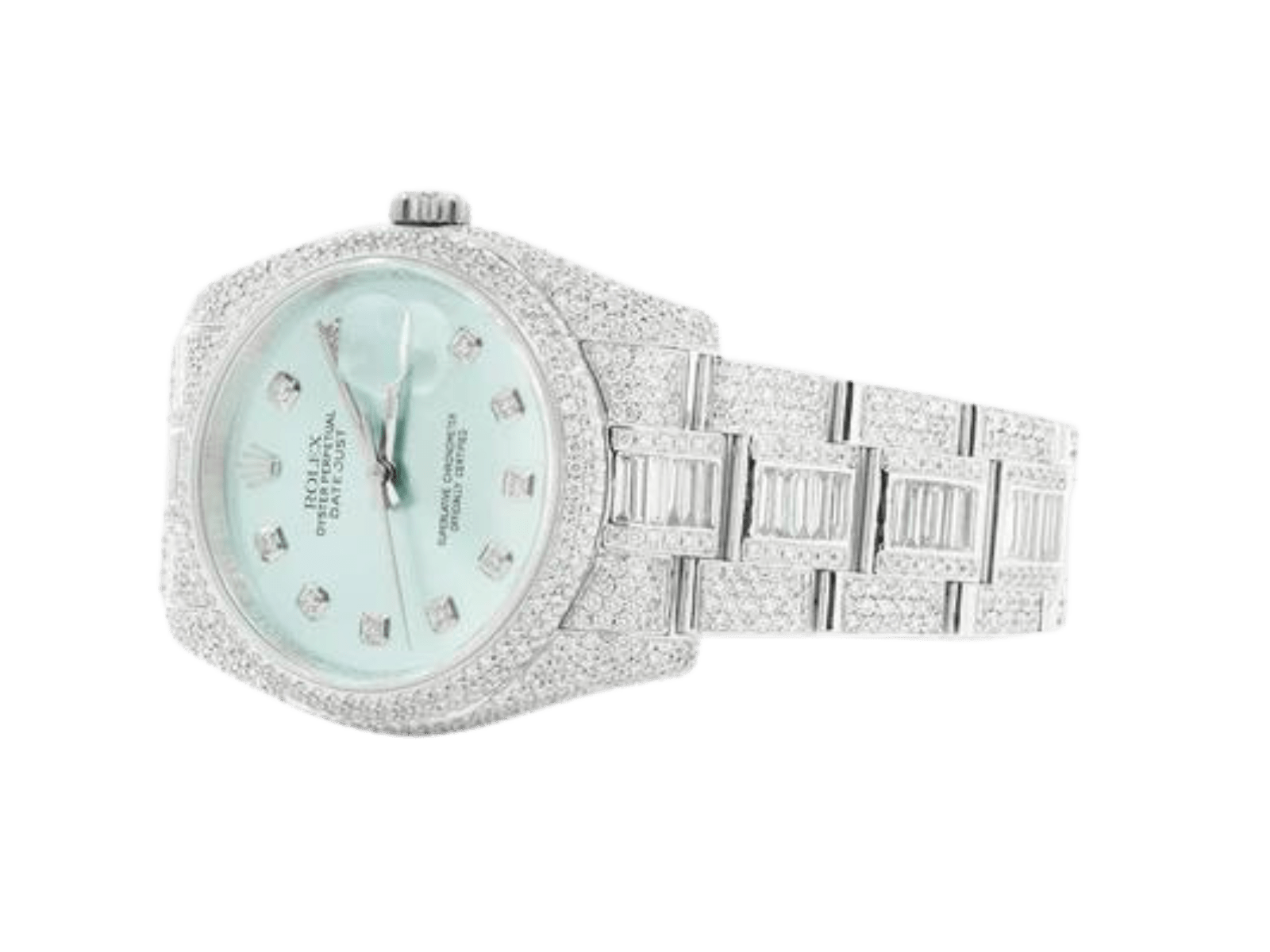 Customised Rolex DateJust with Round and Baguette Cut Diamonds - 36MM - Superior Stirling
