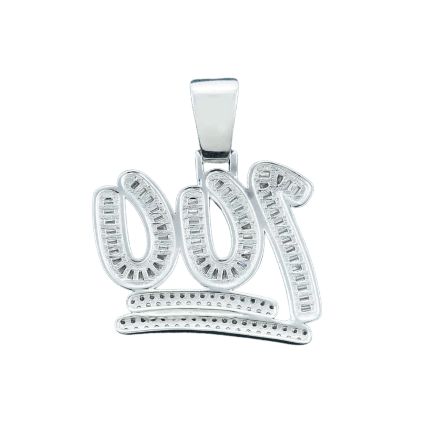 Diamond 100 Emoji Baguette Pendant | White Gold - Superior Stirling