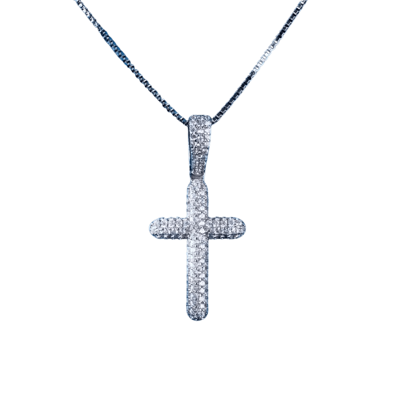 Diamond 2 Row Cross Pendant | White Gold - Superior Stirling