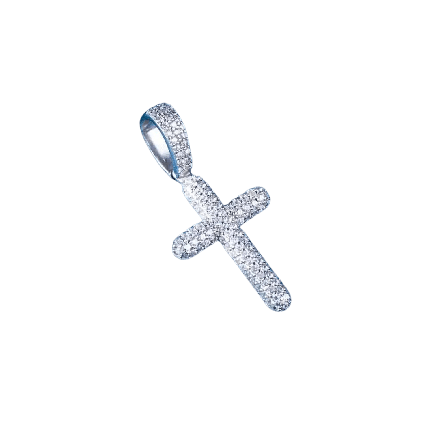 Diamond 2 Row Cross Pendant | White Gold - Superior Stirling
