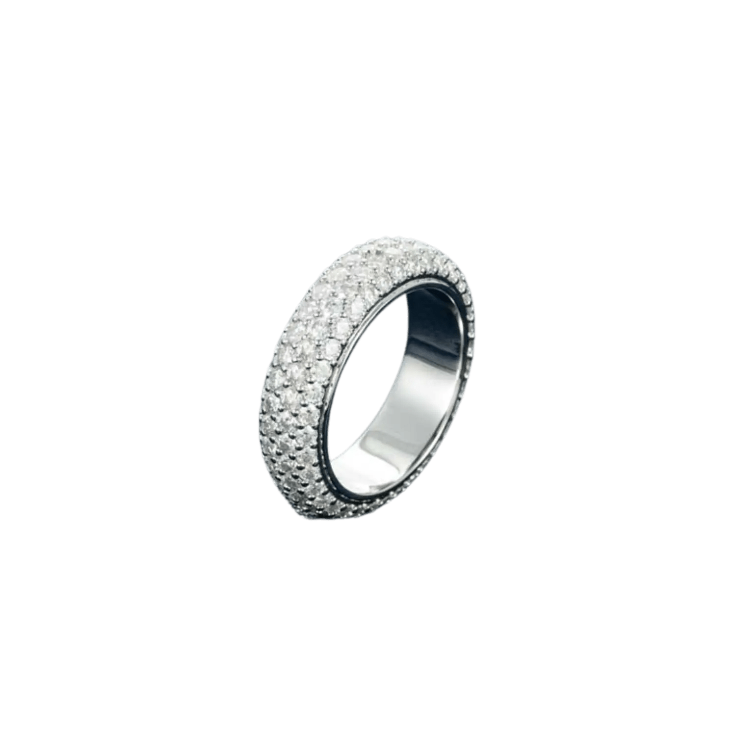 Diamond 4 Row Band Ring | White Gold - Superior Stirling
