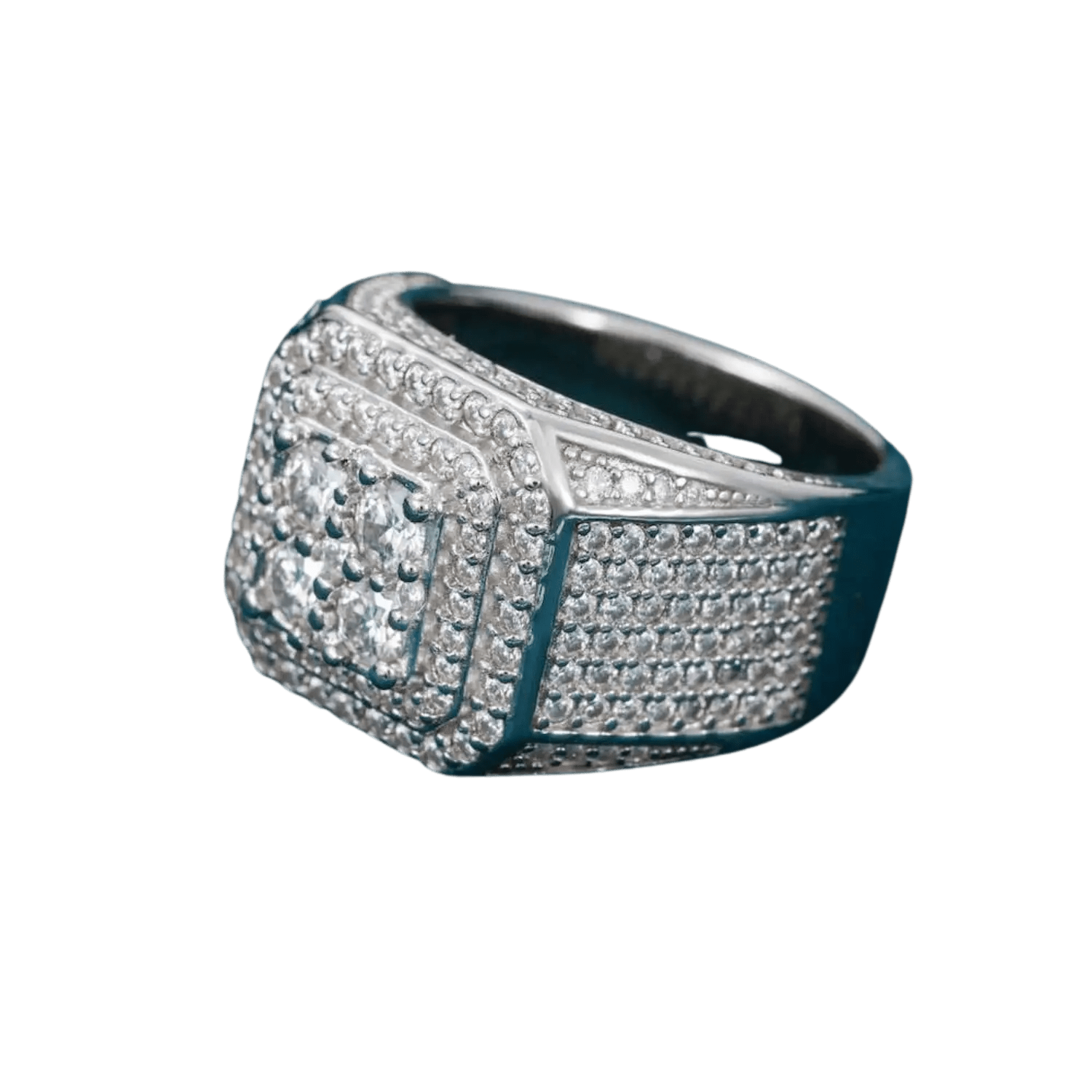 Diamond 6 Row Signet Ring | White Gold - Superior Stirling