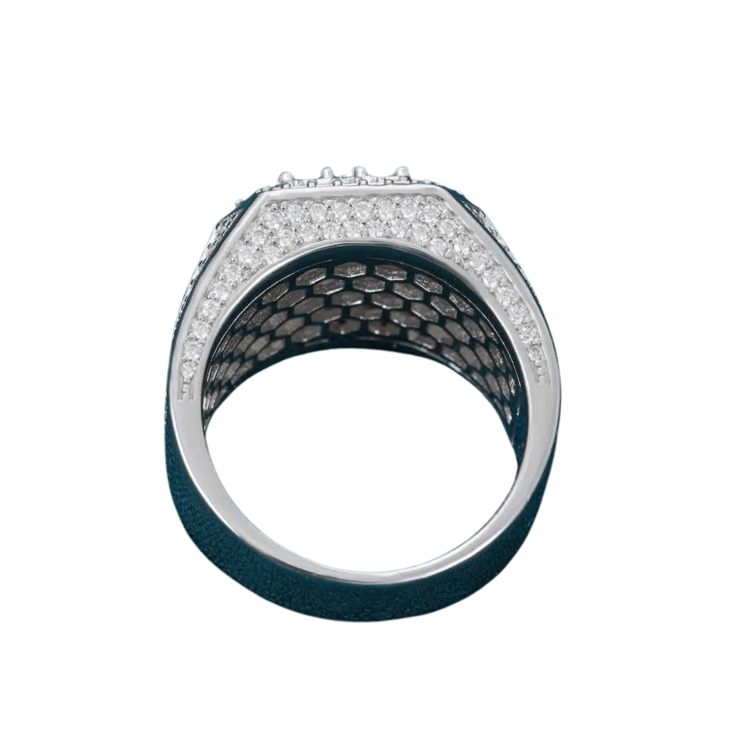 Diamond 6 Row Signet Ring | White Gold - Superior Stirling