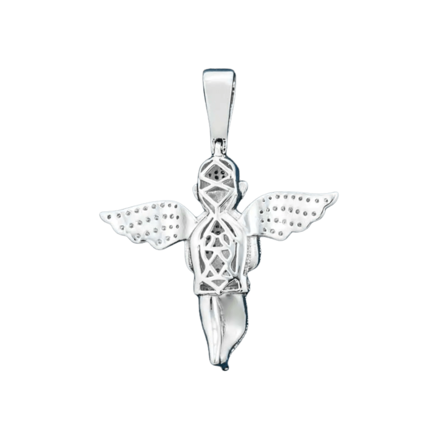 Diamond Angel Cross Pendant | White Gold - Superior Stirling