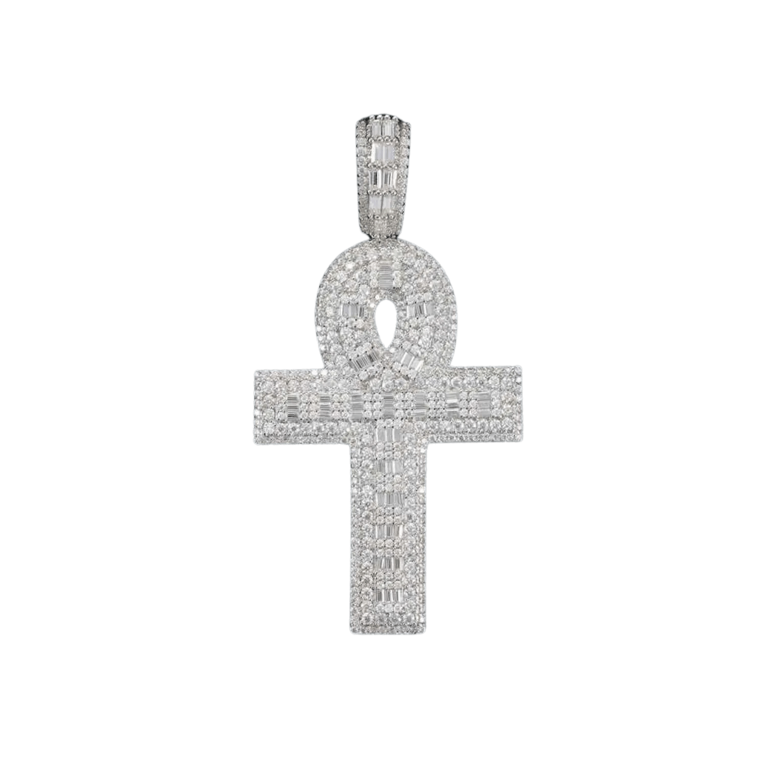 Diamond Ankh Cross Pendant | White Gold - Superior Stirling