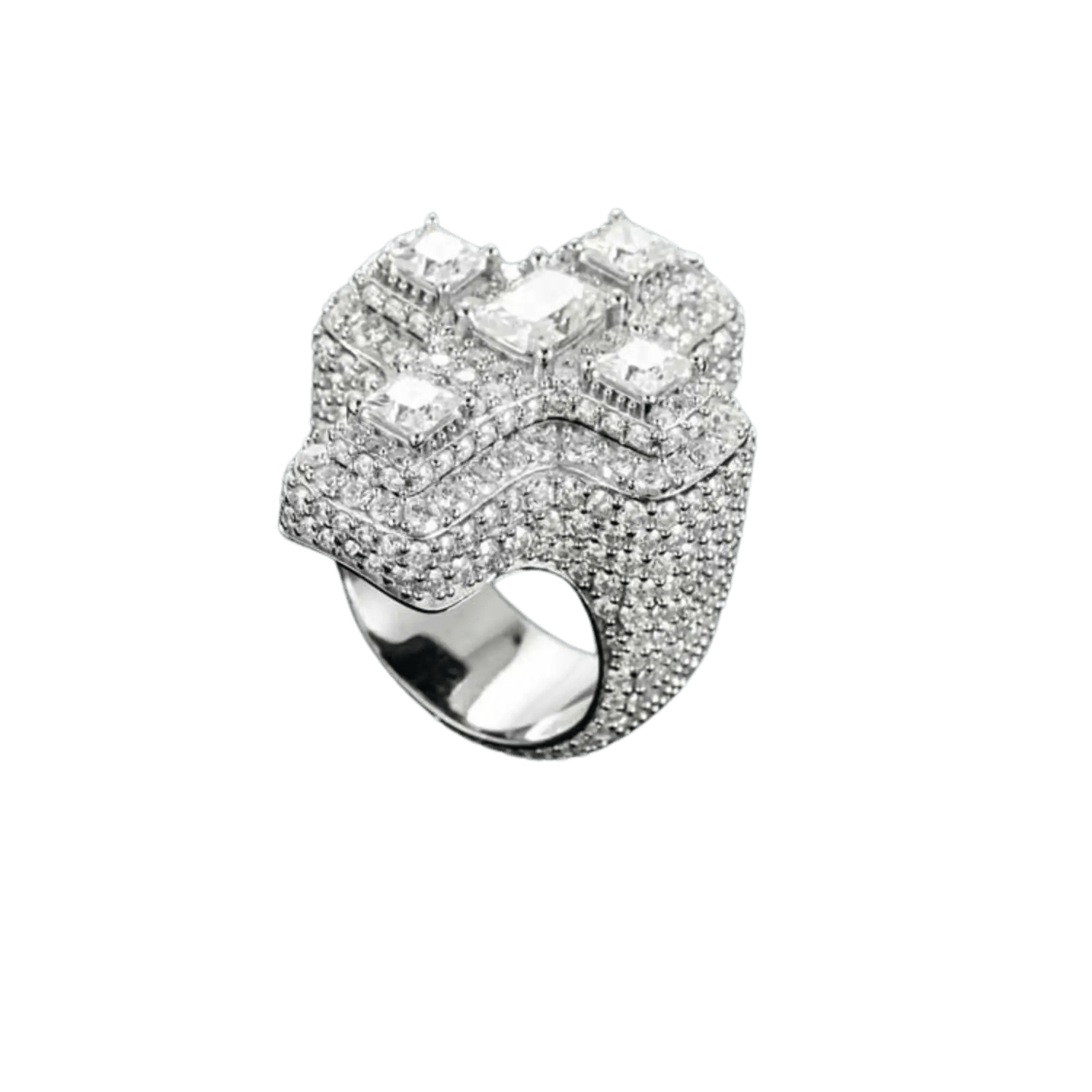 Diamond Baguette Cross Ring | White Gold - Superior Stirling