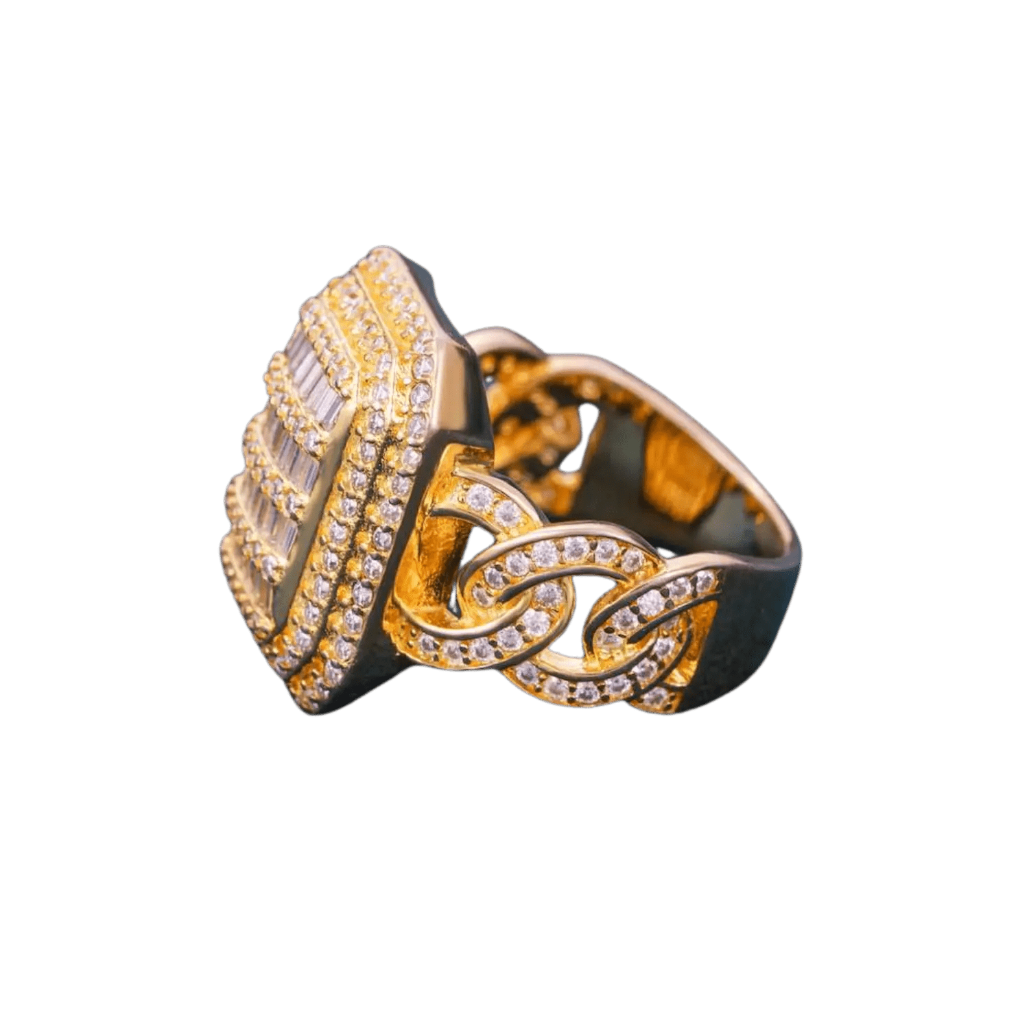 Diamond Baguette Signet Ring | Yellow Gold - Superior Stirling