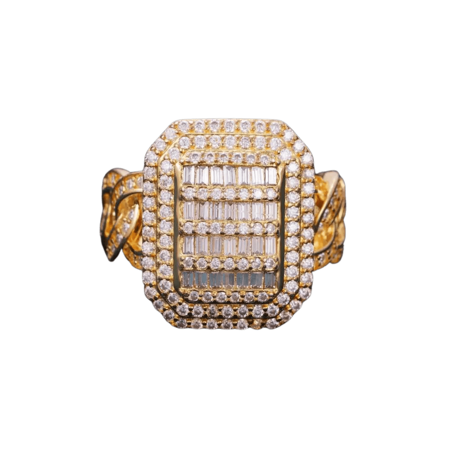 Diamond Baguette Signet Ring | Yellow Gold - Superior Stirling