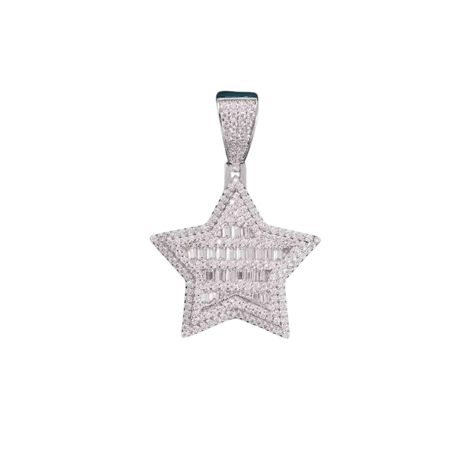 Diamond Baguette Star Pendant | White Gold - Superior Stirling