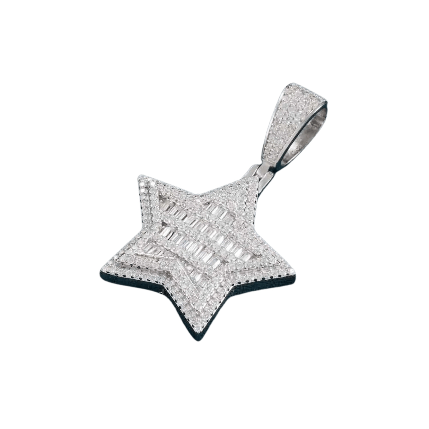 Diamond Baguette Star Pendant | White Gold - Superior Stirling