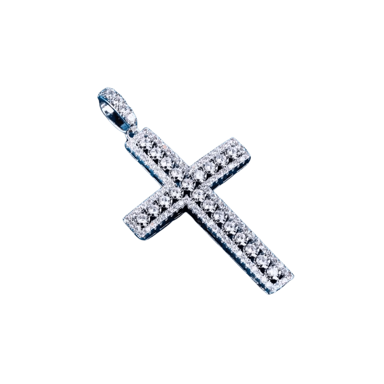 Diamond Cluster Cross Pendant | White Gold - Superior Stirling