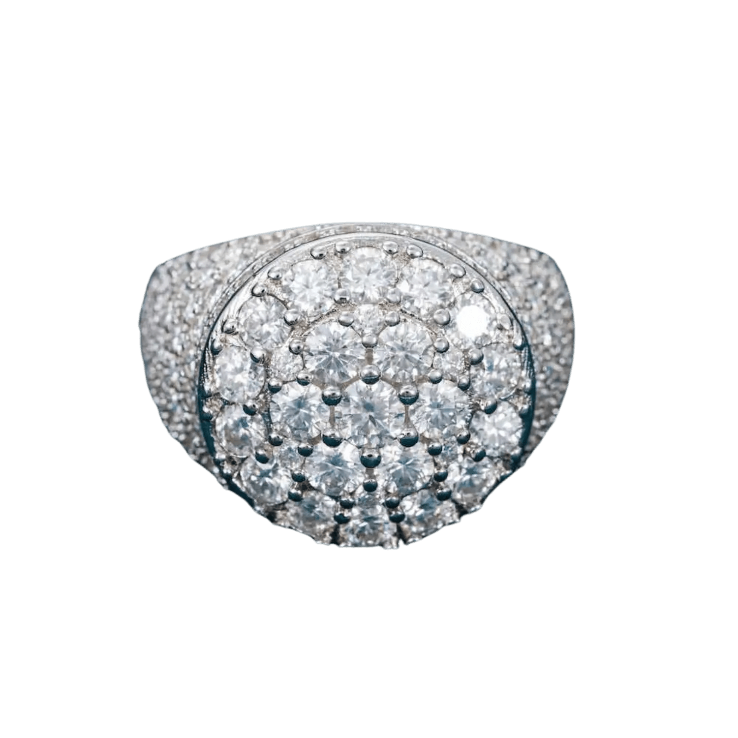 Diamond Dome Signet Ring | White Gold - Superior Stirling
