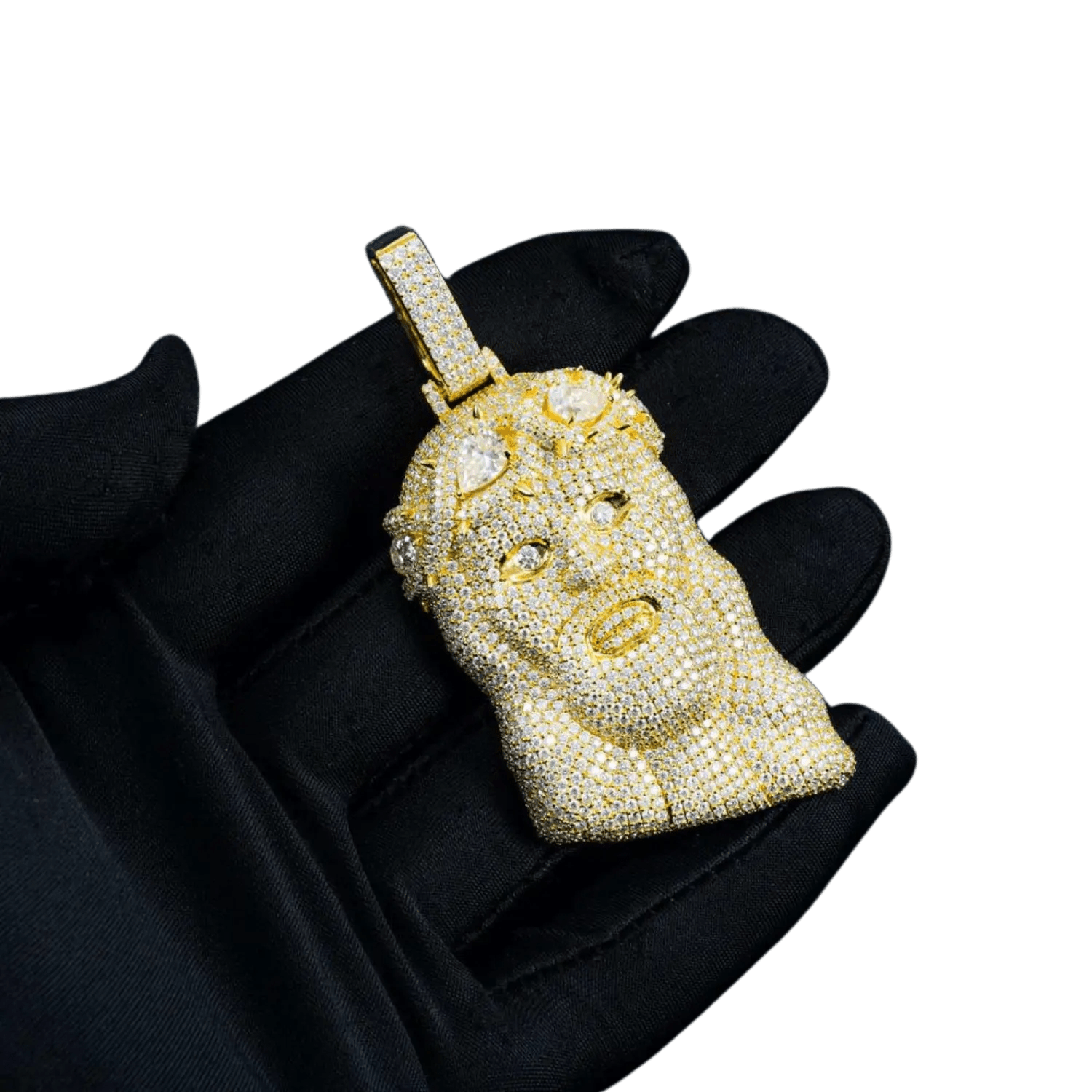 Diamond Iced Out Jesus Piece | Yellow Gold - Superior Stirling