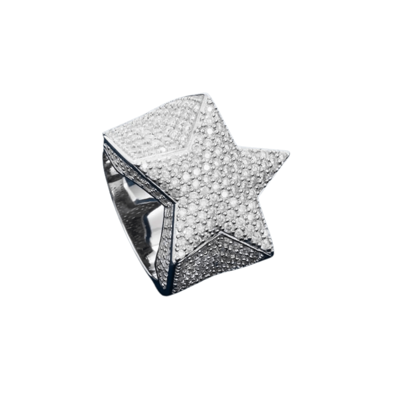 Diamond Iced Out Star Ring | White Gold - Superior Stirling