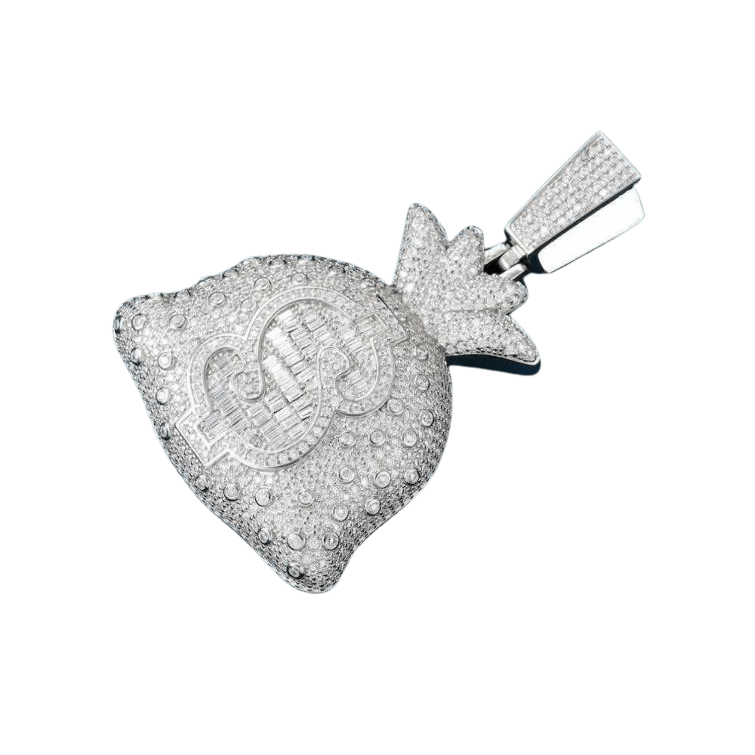 Diamond Money Bag Pendant | White Gold - Superior Stirling