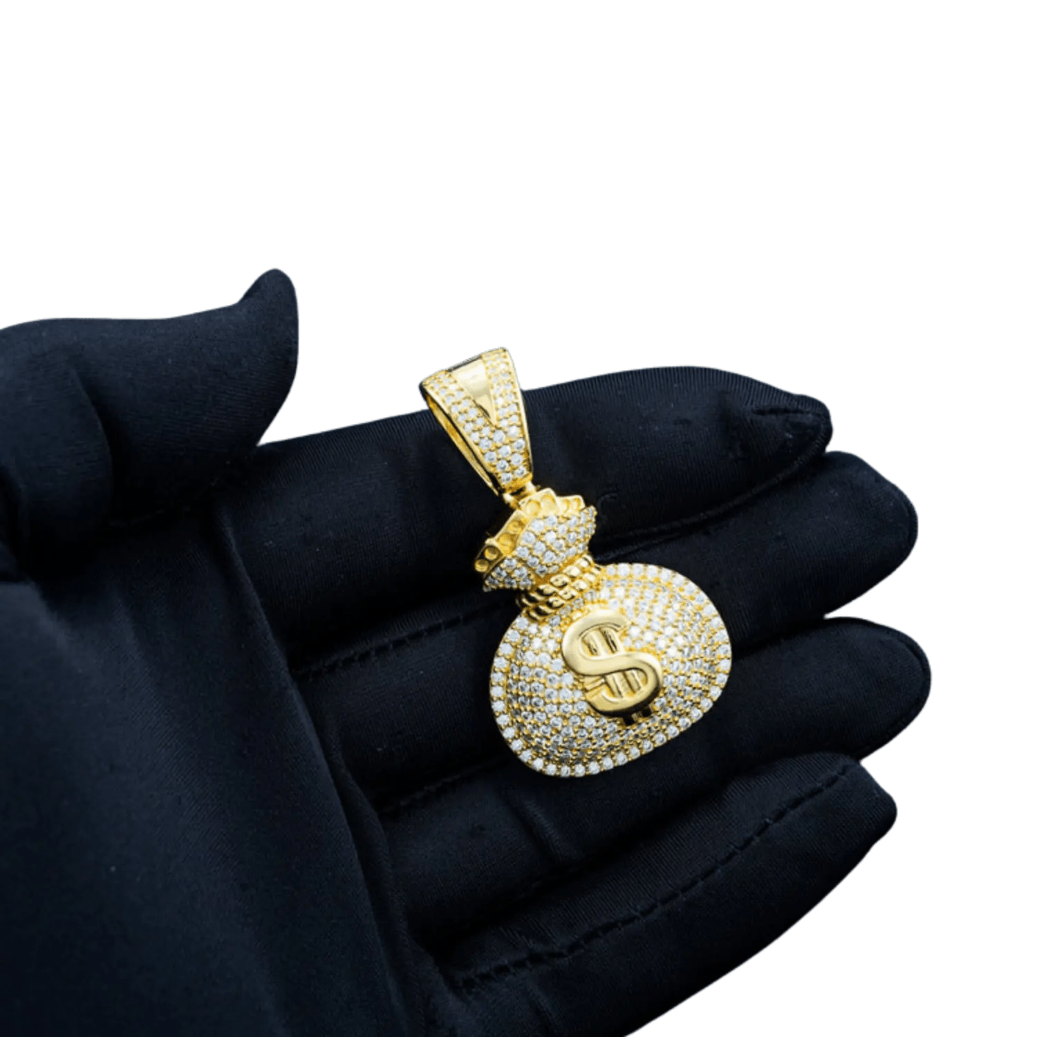 Diamond Money Bag Pendant | Yellow Gold - Superior Stirling