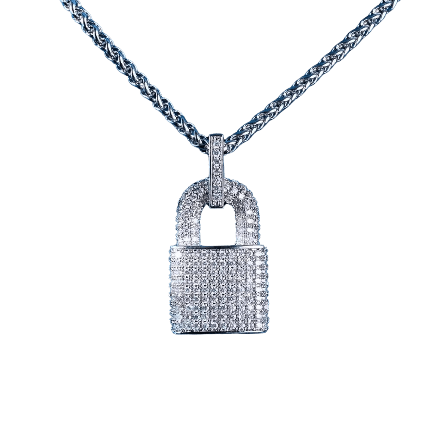 Diamond Padlock Pendant | White Gold - Superior Stirling