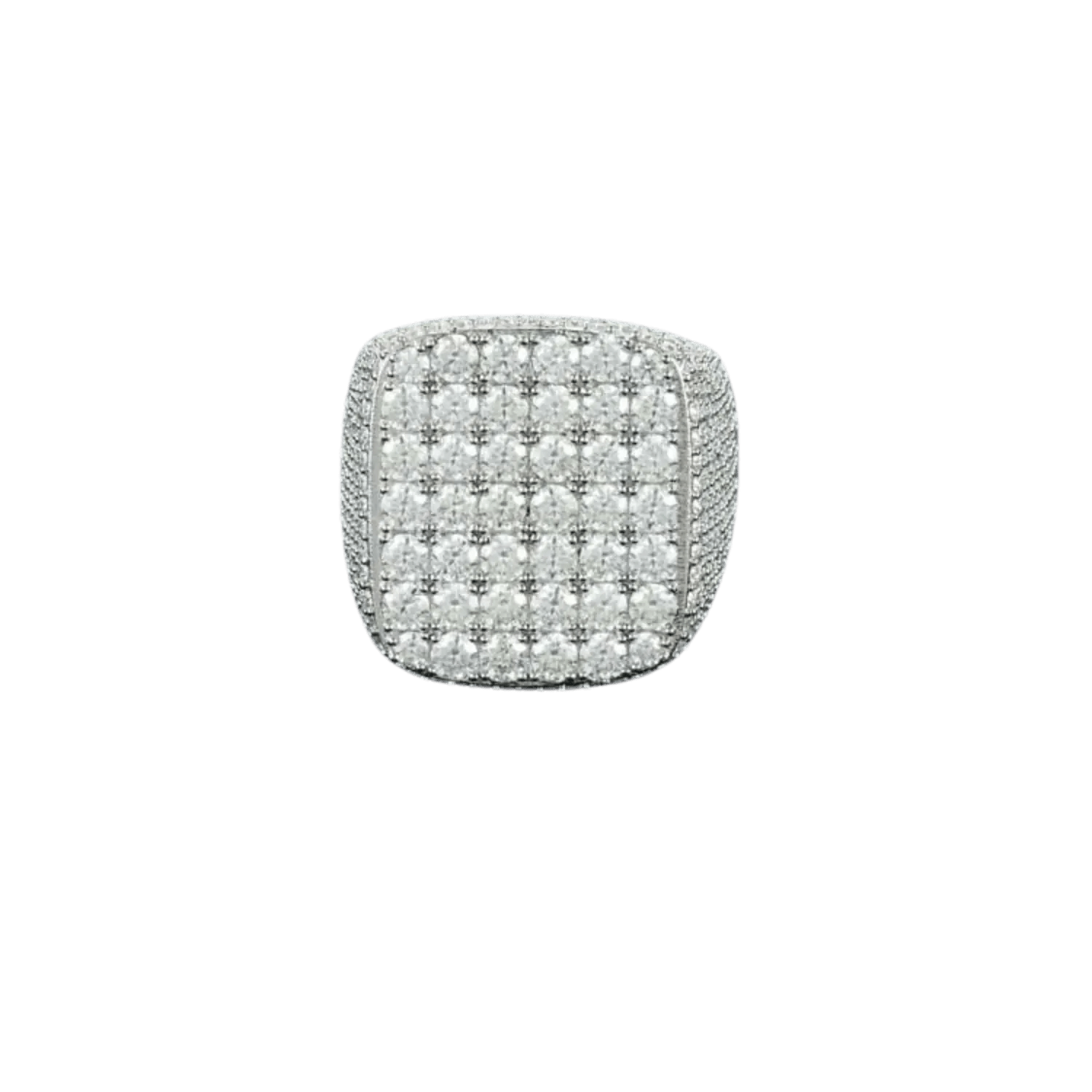 Diamond Square Signet Cluster Ring | White Gold - Superior Stirling