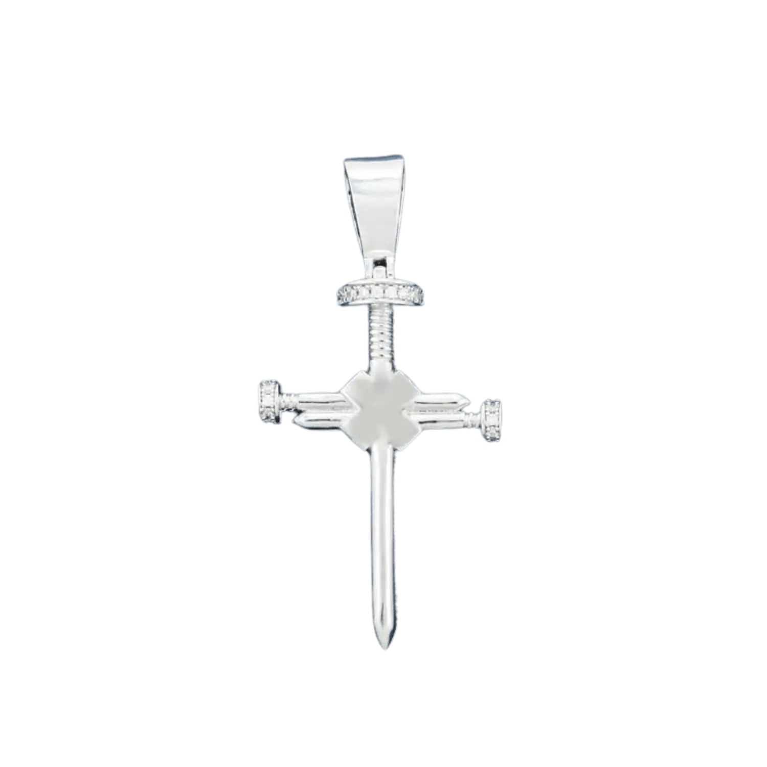 Diamond Sword Cross Pendant | White Gold - Superior Stirling