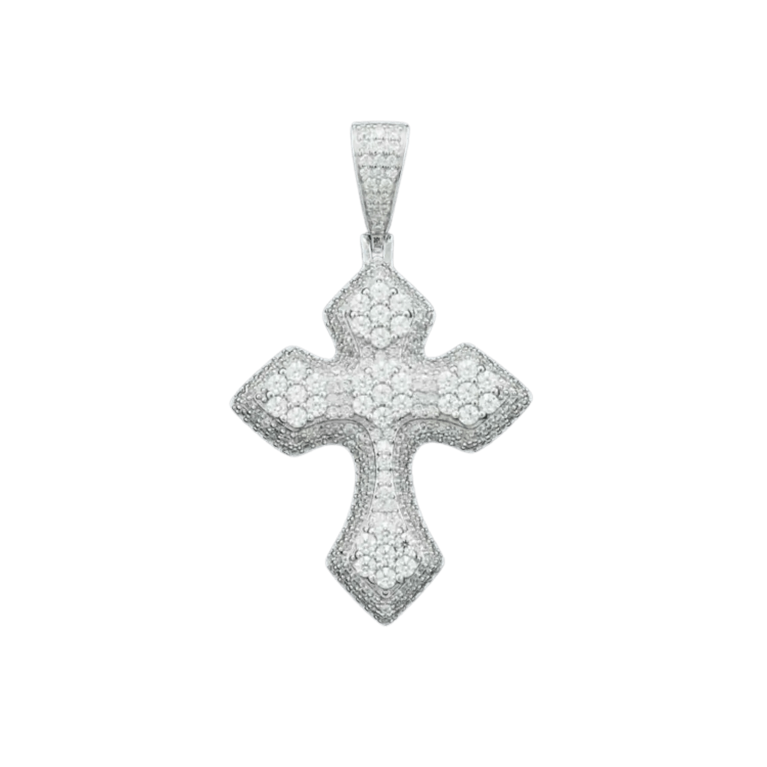 Diamond Syriac Cross Pendant | White Gold - Superior Stirling