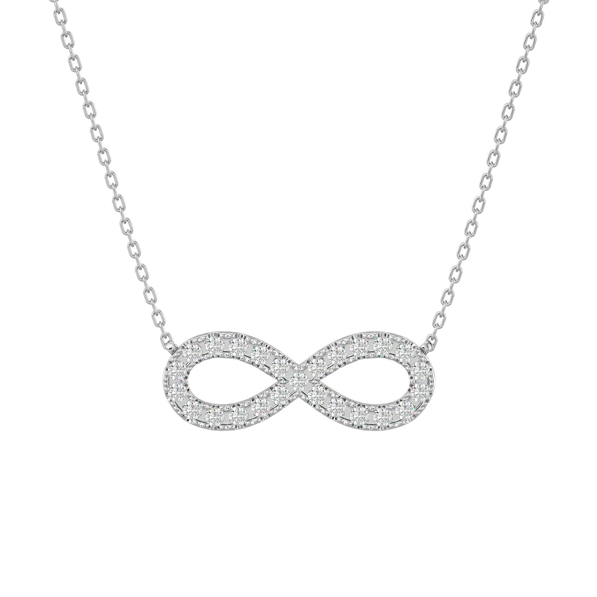 Infinity - Diamond Pendant - White Gold - Superior Stirling