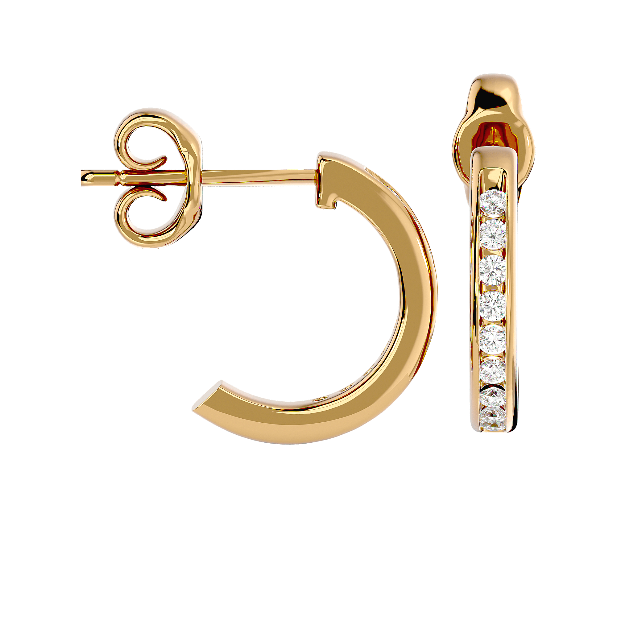 Merav - Diamond Earrings - Yellow Gold - Superior Stirling