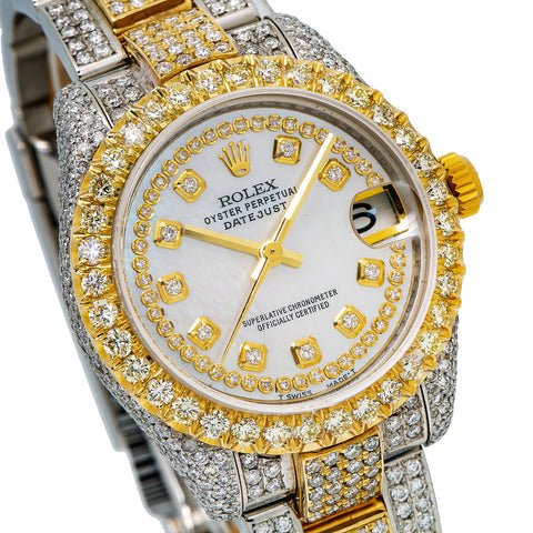 Rolex Date - Just 78243 Diamond Pave Set - Superior Stirling