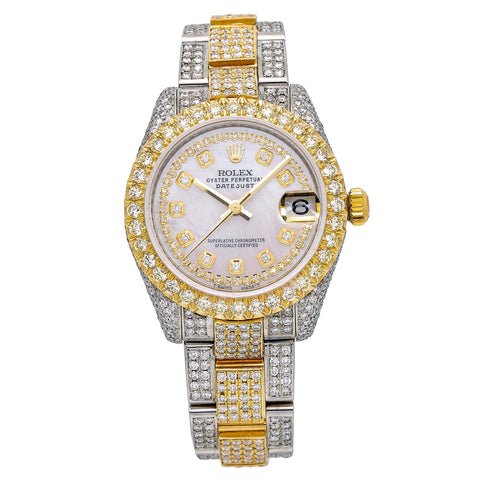 Rolex Date - Just 78243 Diamond Pave Set - Superior Stirling