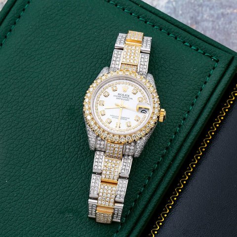 Rolex Date - Just 78243 Diamond Pave Set - Superior Stirling