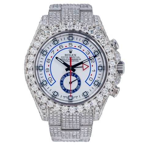 Rolex Yacht - Master II 116680 White Dial with Diamond Pave Set Bracelet and Bezel - Superior Stirling