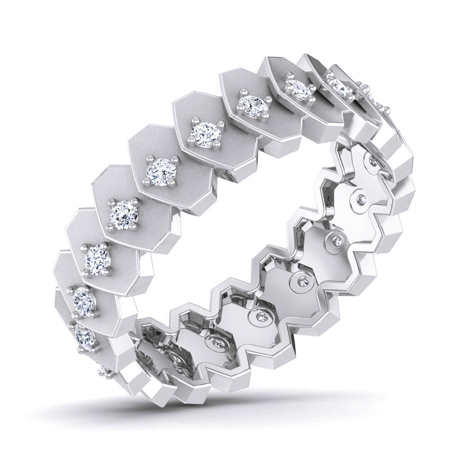 Treis - Diamond Ring - White Gold - Superior Stirling