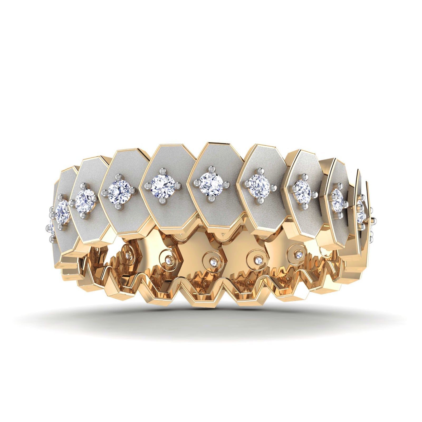 Treis - Diamond Ring - Yellow Gold - Superior Stirling