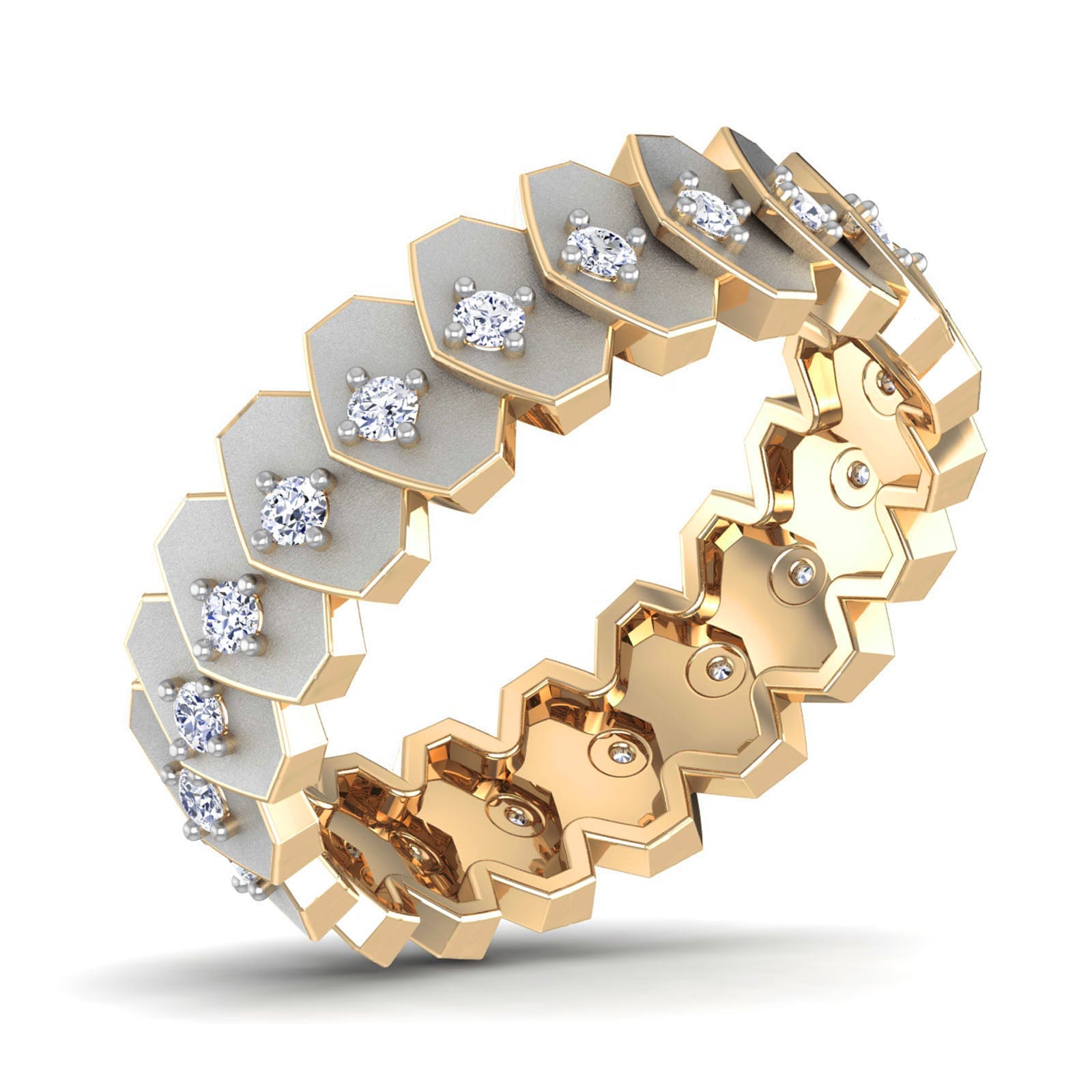 Treis - Diamond Ring - Yellow Gold - Superior Stirling